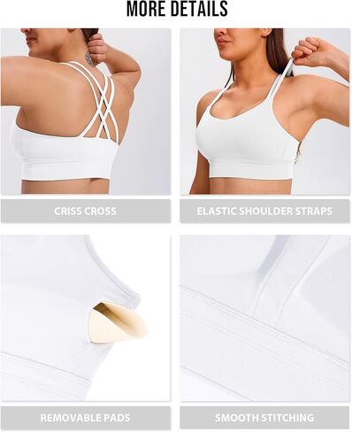 JOYSPELS Sports Bras for Women, Strappy Crisscross Back Yoga Bra, Soft Workout Tops with Removable Pads in Saudi Arabia