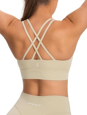 JOYSPELS Sports Bras for Women, Strappy Crisscross Back Yoga Bra, Soft Workout Tops with Removable Pads in Saudi Arabia