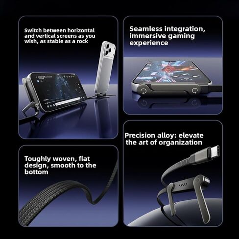 كابل شاحن حامل غير مرئي 240 وات، لسلسلة iPhone 17 16 15 وSamsung Galaxy S25 S24 Ultra Etc، كابل شاحن حامل غير مرئي 2 في 1 بطول 5 أقدام مع حامل للمكتب in Kuwait