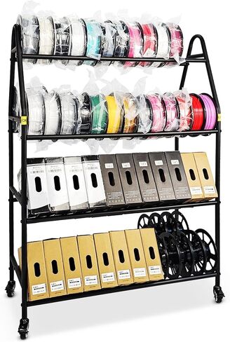 Storage Rack, Rolling 3D Printer Spool Holder stand, Heavy Duty Metal Shelf for ABS/PLA/TPU/Nylon, 3D Printing Accessories for Studio Office Workshop (Store 90PCS Filament Storage Rack) in Saudi Arabia