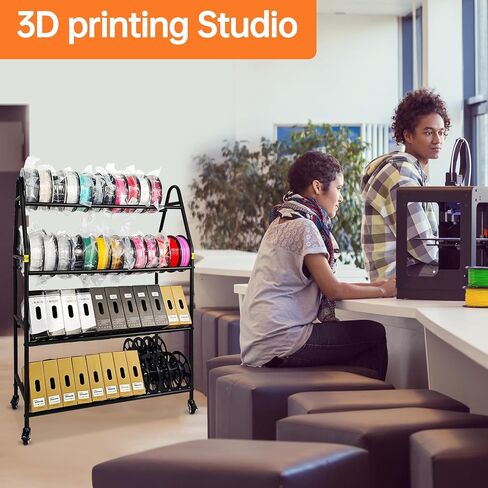 Storage Rack, Rolling 3D Printer Spool Holder stand, Heavy Duty Metal Shelf for ABS/PLA/TPU/Nylon, 3D Printing Accessories for Studio Office Workshop (Store 90PCS Filament Storage Rack) in Saudi Arabia