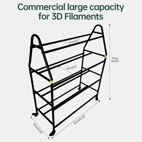 Storage Rack, Rolling 3D Printer Spool Holder stand, Heavy Duty Metal Shelf for ABS/PLA/TPU/Nylon, 3D Printing Accessories for Studio Office Workshop (Store 90PCS Filament Storage Rack) in Saudi Arabia