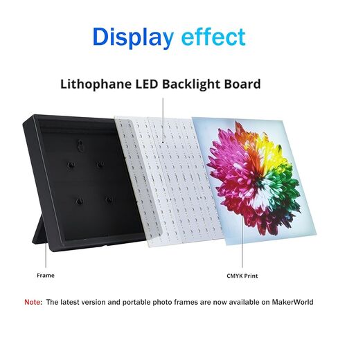 5 قطعة مجموعة لوحة الإضاءة الخلفية LED الليثوفان KC009 KC010 لمختبر بامبو H2C/X1/P2S/A1 لوحة إضاءة LED الخلفية أجزاء نموذج Makerworld USB ملحقات الطباعة ثلاثية الأبعاد نموذج الصورة صندوق إضاءة DIY in Kuwait
