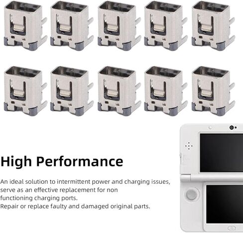 10Pcs AC-DC Power Jack Input Charging Port, Metal Power Jack Socket Connector Charging Port Replacement for 2DS / 2DS XL & DS/DSi XL in Saudi Arabia