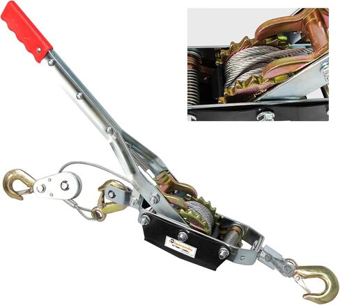 Come Along Winch 4T, Cable Come Along Tool with 10FT Steel Cable,Heavy Duty 3 Hook Steel Cable Dual Gear Power Puller, Hand Winch Cable,Recovery Gear, Hoist Cable Puller for Vehicle Rescue in Saudi Arabia