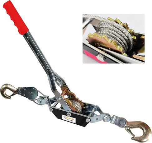Come Along Winch 4T, Cable Come Along Tool with 10FT Steel Cable,Heavy Duty 3 Hook Steel Cable Dual Gear Power Puller, Hand Winch Cable,Recovery Gear, Hoist Cable Puller for Vehicle Rescue in Saudi Arabia