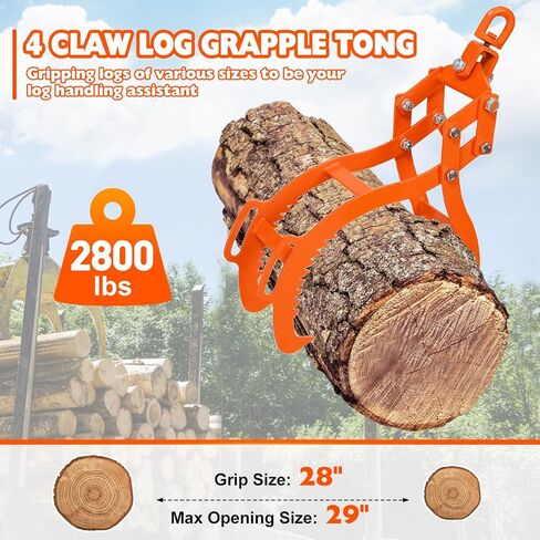 28inch Log Tongs, Log Grapple for Logging Tongs, Swivel Steel Skidding Tongs, 4 Claw Timber Claw Hook Eagle Claws Design Log Lifting Tongs for for Tractors, ATVs, Trucks, Forklifts 2700LBS Capacity in Saudi Arabia