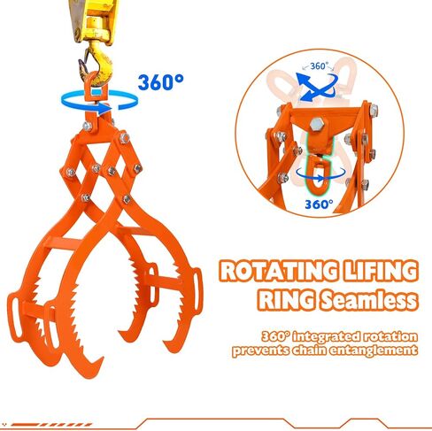 28inch Log Tongs, Log Grapple for Logging Tongs, Swivel Steel Skidding Tongs, 4 Claw Timber Claw Hook Eagle Claws Design Log Lifting Tongs for for Tractors, ATVs, Trucks, Forklifts 2700LBS Capacity in Saudi Arabia