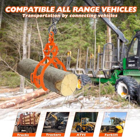 28inch Log Tongs, Log Grapple for Logging Tongs, Swivel Steel Skidding Tongs, 4 Claw Timber Claw Hook Eagle Claws Design Log Lifting Tongs for for Tractors, ATVs, Trucks, Forklifts 2700LBS Capacity in Saudi Arabia