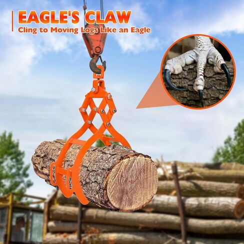28inch Log Tongs, Log Grapple for Logging Tongs, Swivel Steel Skidding Tongs, 4 Claw Timber Claw Hook Eagle Claws Design Log Lifting Tongs for for Tractors, ATVs, Trucks, Forklifts 2700LBS Capacity in Saudi Arabia