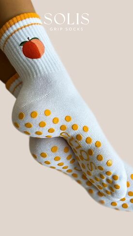 Non-Slip Pilates Socks with Grips for Women | Anti Skid Athletic Socks | 1 Pair | Size 5-9 | Peach (US, Alpha, One Size, 9.5, Regular, Regular, Quarter Fit) in Saudi Arabia