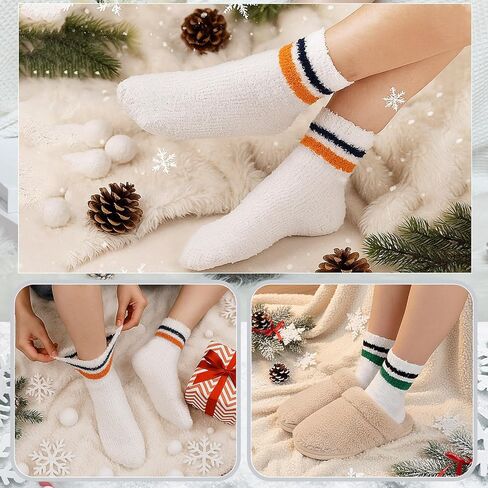 Geyoga 6 Pairs Fuzzy Socks for Women Gifts Winter Cozy Fluffy Slipper Socks Valentines Gift for Men in Saudi Arabia