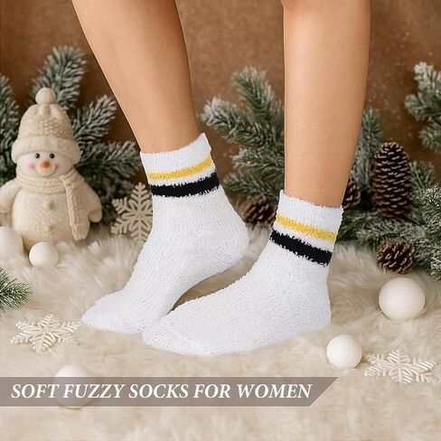 Geyoga 6 Pairs Fuzzy Socks for Women Gifts Winter Cozy Fluffy Slipper Socks Valentines Gift for Men in Saudi Arabia