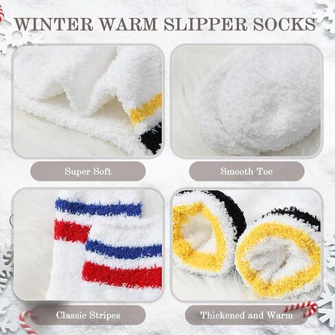 Geyoga 6 Pairs Fuzzy Socks for Women Gifts Winter Cozy Fluffy Slipper Socks Valentines Gift for Men in Saudi Arabia