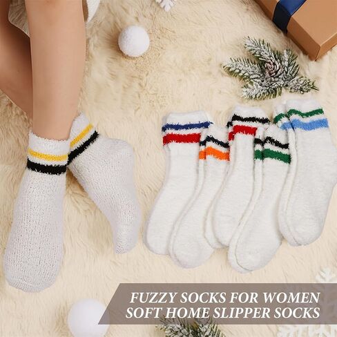 Geyoga 6 Pairs Fuzzy Socks for Women Gifts Winter Cozy Fluffy Slipper Socks Valentines Gift for Men in Saudi Arabia