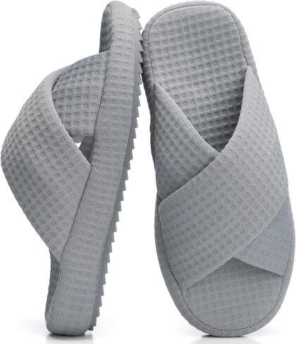 GOEWY Slippers for Women House Breathable Waffle Open Toe Slippers Indoor Outdoor Bedroom Shoes Slide Gifts for Women Non-Slip Sole in Saudi Arabia