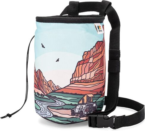 Oso Supply Co - Waxed Canvas Climbing Chalk Bag for Adults and Kids, Drawstring Closure, Adjustable Waist Belt, Indoor/Outdoor Training, Rock Climbing, Bouldering, Weightlifting in Kuwait