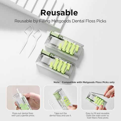2 Pack Travel Floss Picks Case with 20 Count Disposable Flossers, Portable Floss Pick Holder, Automatic Toothpick Dispenser with Easy Use Teeth Cleaning Floss Sicks (2 Pack Green) in Saudi Arabia