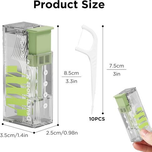2 Pack Travel Floss Picks Case with 20 Count Disposable Flossers, Portable Floss Pick Holder, Automatic Toothpick Dispenser with Easy Use Teeth Cleaning Floss Sicks (2 Pack Green) in Saudi Arabia