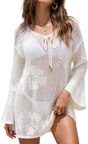 Womens Swimsuits Crochet Swim Cover Ups 2026 Summer Long Sleeve Bathing Suit Swimwear Beach Dress Vacation Outfits in Saudi Arabia