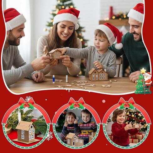 Eaasty 7 Pack 6 Set Putz Style DIY Cardboard Vintage Houses, Vintages Houses Craft Kit with Mini Christmas Tree for Christmas Craft Holiday Decorations (Vintage) in Saudi Arabia