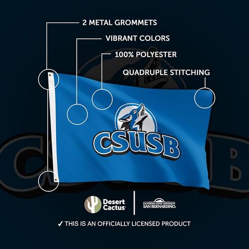 علم صبار الصحراء Cal State San Bernardino University California CSSBUC - لافتة ذئاب مقاس 3 × 5 أقدام، قماش متين للاستخدام الداخلي/الخارجي، تصميم بوليستر 100% (النمط 1) in Saudi Arabia
