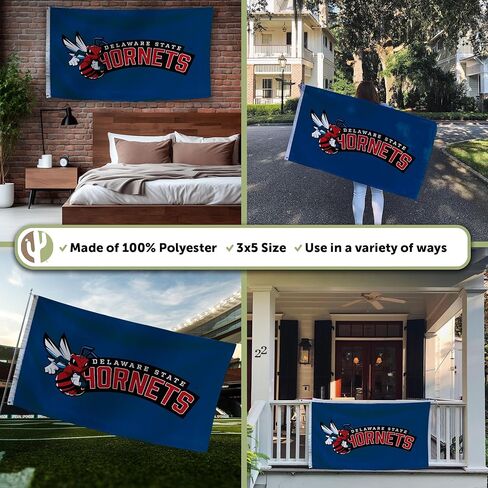 Desert Cactus Delaware State University DSU Flag - 3 x 5 Feet Hornets Banner, Indoor/Outdoor Durable Fabric, 100% Polyester Design (Style E) in Saudi Arabia