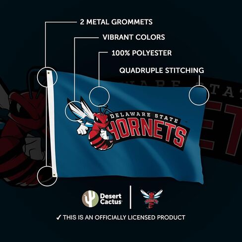 Desert Cactus Delaware State University DSU Flag - 3 x 5 Feet Hornets Banner, Indoor/Outdoor Durable Fabric, 100% Polyester Design (Style E) in Saudi Arabia