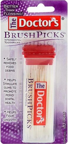 The Doctor's BrushPicks Interdental Toothpicks, Soft Rubber Dental Picks for Teeth Cleaning, Removes Food Debris, Stimulates Gums, Helps Fight Gingivitis, 120 Count (Pack of 4) in Saudi Arabia