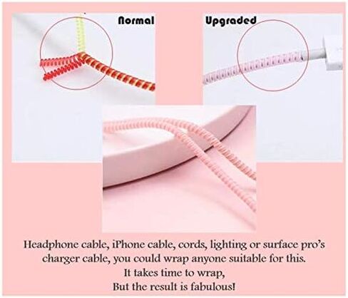 43inch Cable Charger Spiral Protector/Wire Repair/Pet Cord Protector/Headphone Saver, Cable Wrap for Phone Mac Charging Cable, USB Cable, Earphone (White) in Saudi Arabia