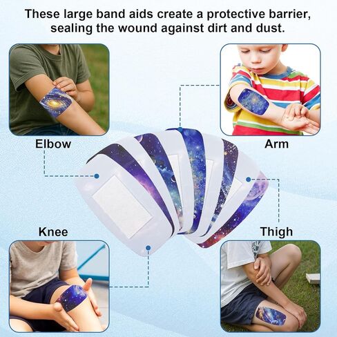 50 Pcs Starry Sky Large Bandaids Waterproof 2 X 4，Waterproof PE Big Bandaids for Adults and Children, First Aids Large Bandage for All Skin Types, Flexible Adhesive Band Aids in Kuwait