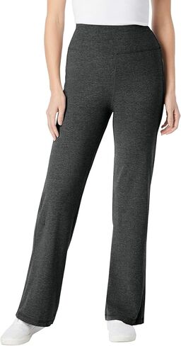 Woman Within Plus Size Petite Stretch-Cotton Knit Pull-On Wide-Leg Leggings in Saudi Arabia