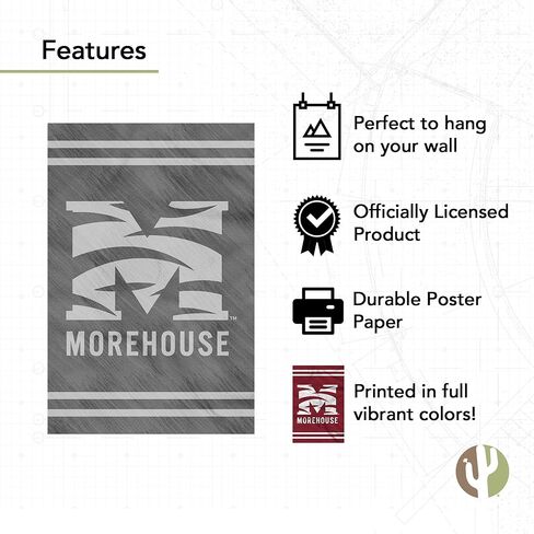 Desert Cactus Morehouse College Poster Maroon Tigers 11 x 17 Inch Room Office Décor Decoration Official Fan Gear (11x17,Version 3) in Saudi Arabia