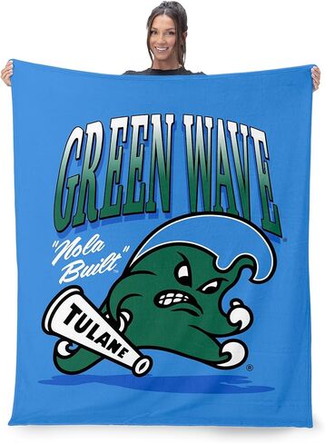 NORTHWEST NCAA Tulane Green Wave، Green Wave، بطانية رمي حريرية الملمس، 50 × 60 بوصة in Saudi Arabia