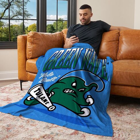 NORTHWEST NCAA Tulane Green Wave، Green Wave، بطانية رمي حريرية الملمس، 50 × 60 بوصة in Saudi Arabia