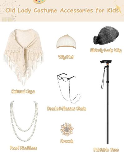 100 Days of School Costume for Girls Old Lady Costume for Kids 100th Day of School Dress Up Grandma Outfit for Kids in Saudi Arabia