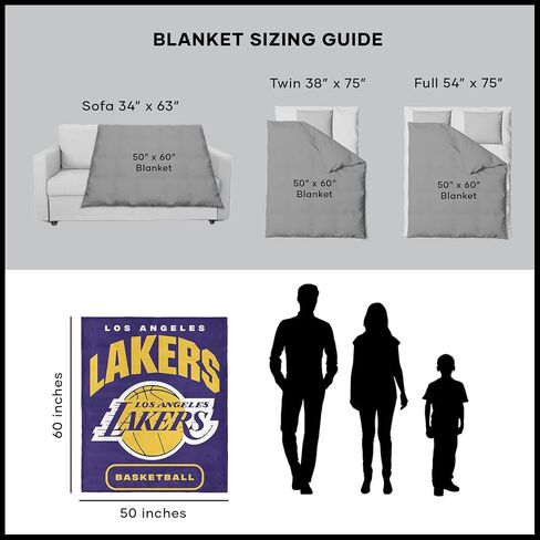 NORTHWEST NBA Los Angeles Lakers Silk Touch Throw Blanket, 50" x 60", High Block in Saudi Arabia