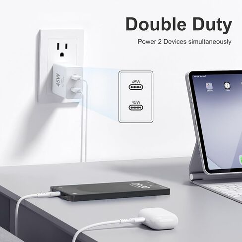 I-Phone 16 Charger Fast Charging ، 45W Dual Port USB C Block Charger ، 2Pack 45W USB C I-Profe 16 Pro Max Charger مع كابل سلك شحن سريع طوله 10 أقدام لـ I-Phone 16/16 Pro/16 Pro Max/16 Plus ، 15/15 المحترف in Saudi Arabia