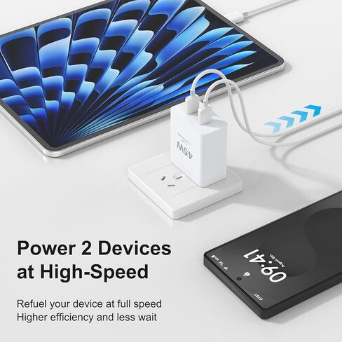 I-Phone 16 Charger Fast Charging ، 45W Dual Port USB C Block Charger ، 2Pack 45W USB C I-Profe 16 Pro Max Charger مع كابل سلك شحن سريع طوله 10 أقدام لـ I-Phone 16/16 Pro/16 Pro Max/16 Plus ، 15/15 المحترف in Saudi Arabia