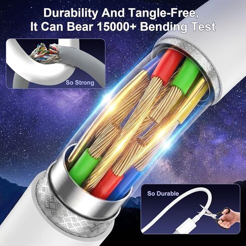 كابل USB C إلى USB C، 3 عبوات [3FT+6FT+10FT] سلك شحن سريع 60 وات من النوع C، كابل C إلى C شحن سريع لهاتف iPhone 17/1615/Pro Max/Pro/Plus/iPad/Air/Galaxy S25/S24/S24+/S24 Ultra/S23/S23+/S23 Ultra/S22 in Kuwait