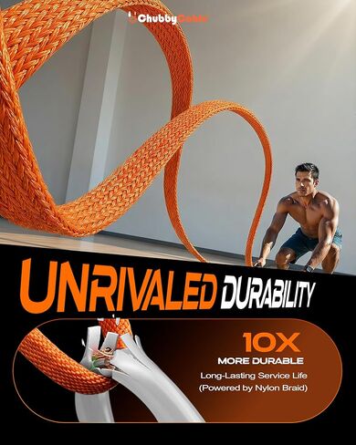 chubbycable StandLite Pro 90° 240W Fast Charge Cable with Invisible Stand & Phone Case Friendly Right Angle USB C Cable Braided Charging Cord, Orange, Type-C to Type-C, 8.2FT in Saudi Arabia