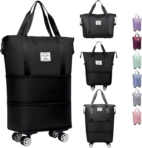 Expandable Foldable Duffel Bag Suitcases,Detachable Rolling Wheels,Rolling Duffle Bag with Wheels,Suitcase with Wheel,Carry on Luggage,Gift for Men Women Lightweight Suitcases in Saudi Arabia