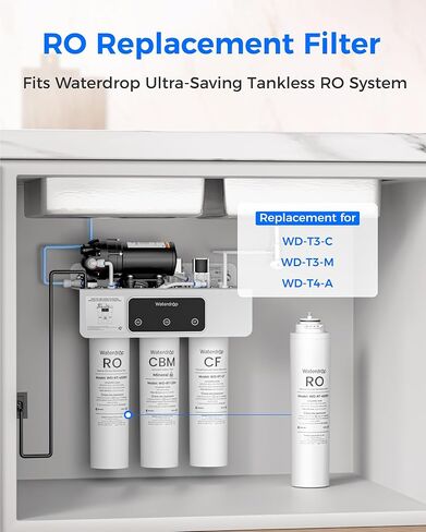 فلتر Waterdrop RT-450RO، بديل لنظام التناضح العكسي Waterdrop T3-C & T3-M & T4-A، حزمة من فلتر RO واحد، عمر 24 شهرًا in Kuwait