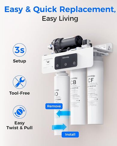 فلتر Waterdrop RT-450RO، بديل لنظام التناضح العكسي Waterdrop T3-C & T3-M & T4-A، حزمة من فلتر RO واحد، عمر 24 شهرًا in Kuwait