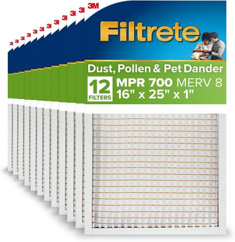 فلتر هواء فرن تيار متردد 16 × 25 × 1، MPR 700، MERV 8، قوي على حبوب اللقاح، سهل تدفق الهواء، فلتر تنظيف هواء إلكتروستاتيكي مطوي لمدة 3 أشهر، 12 عبوة (الحجم الفعلي 15.68 × 24.56 × 0.78 بوصة) in Saudi Arabia