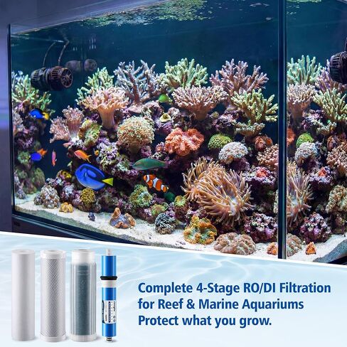 RODI Reverse Osmosis Filter Replacement Kit – 10 Inch Sediment, Carbon Block, TFC RO Membrane and Color Changing Mixed Bed DI Resin Cartridges, Compatible with Aquatic Life and RO/DI Systems in Saudi Arabia