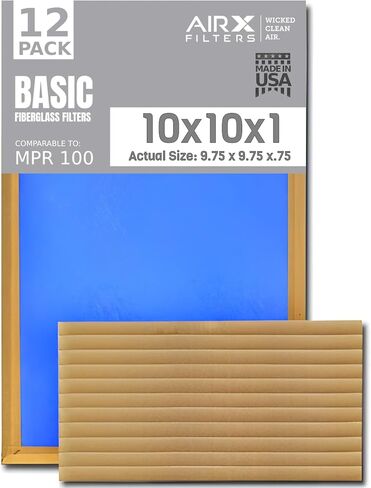 12x24x1 Air Filter Comparable to MPR 100 Basic Economy Furnace Filters, 12 Pack of Non Pleated Fiberglass Filter For Dust - Low Airflow Restriction! From AIRX FILTERS WICKED CLEAN AIR. in Saudi Arabia