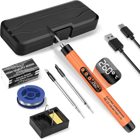 مجموعة مكواة لحام لاسلكية صغيرة، مكواة لحام لاسلكية محمولة قابلة لإعادة الشحن عبر USB، مسدس لحام رقمي LCD قابل للتعديل لدرجة الحرارة لإصلاح الأجهزة المنزلية، DIY in Kuwait