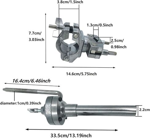 Tom Mounting Arm with Rotating Multi Clamp, 10mm L Rod Tom Drum Mount Holder Single Arm Stand for Percussion Drum Set Rack Mount Hardware Parts in Saudi Arabia