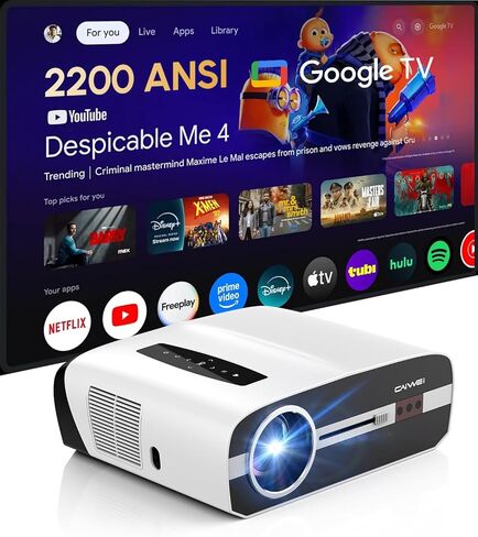 【1350 ANSI/Google Play】4K Daytime Home Projector，6-LED Bright Outdoor Movie Projectors Auto Focus/Keystone with Bluetooth Netflix, HDMI, Speakers for Gaming, Presentations, Golf, iPhone, PC, TV in Saudi Arabia